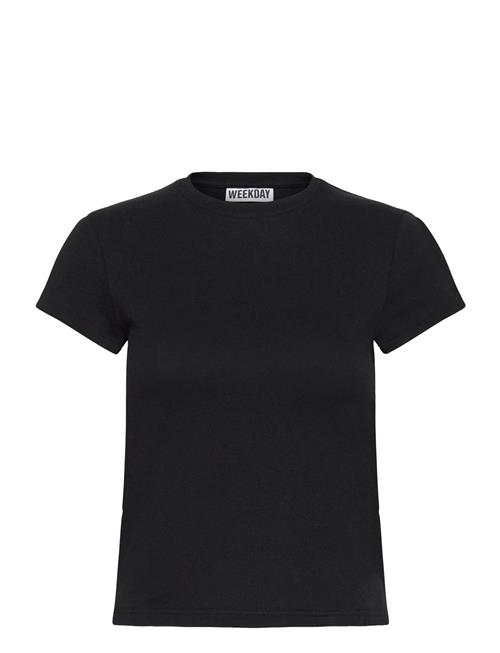 Slim Short-Sleeved Cotton T-Shirt Weekday Black