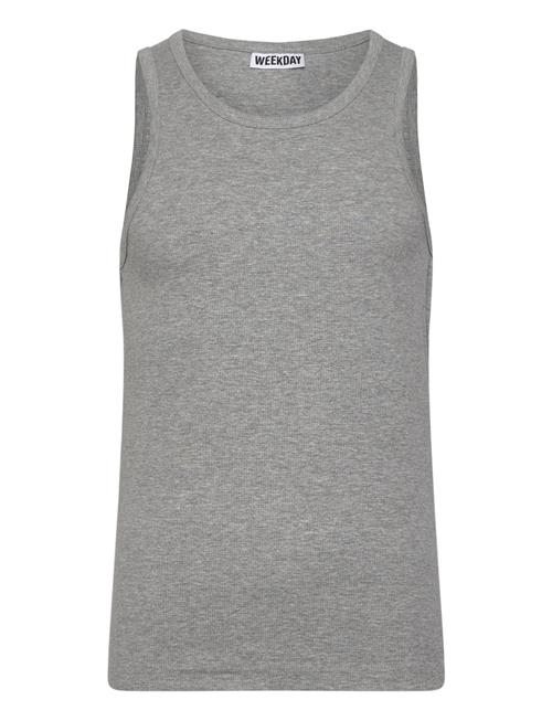 Regular Fit Ribbed Tank Top Weekday Grey