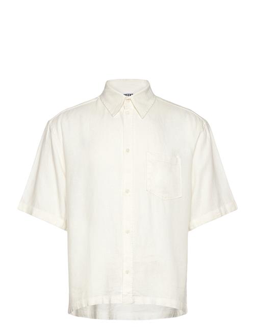 Relaxed Short-Sleeved Linen-Blend Shirt Weekday White