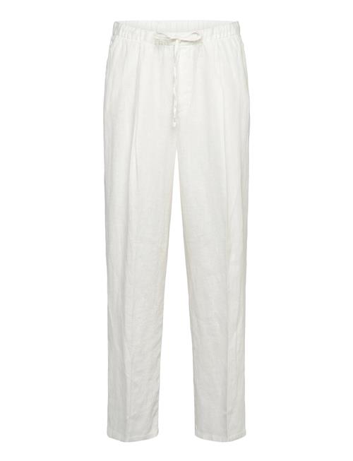 Loose Fit Straight Leg Linen Trousers Weekday White