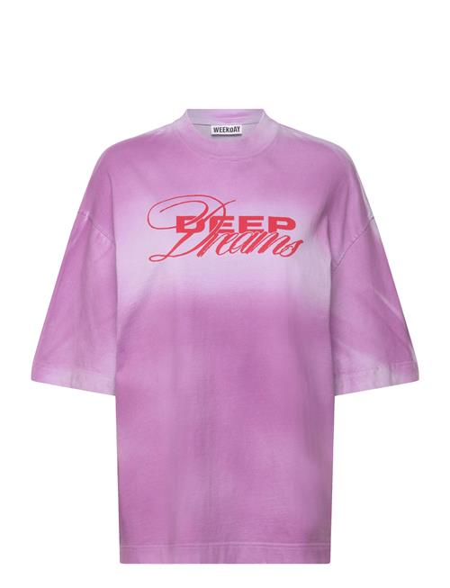 Wide Over D Printed T-Shirt Weekday Pink