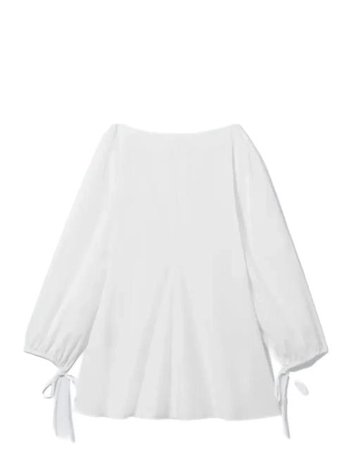 Cotton Poplin Tie-Detail Mini Dress Weekday White