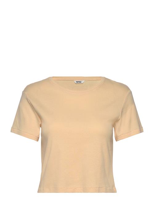 Cropped Fitted Cotton T-Shirt Monki Orange