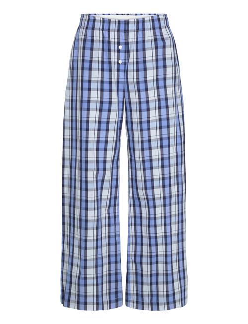 Wide-Leg Cotton Twill Trousers Monki Blue