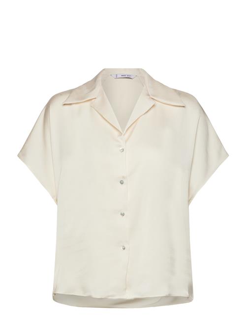 Short-Sleeved Satin Shirt Mango White