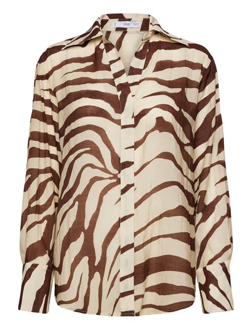 Flowy Zebra Printed Shirt Mango Beige