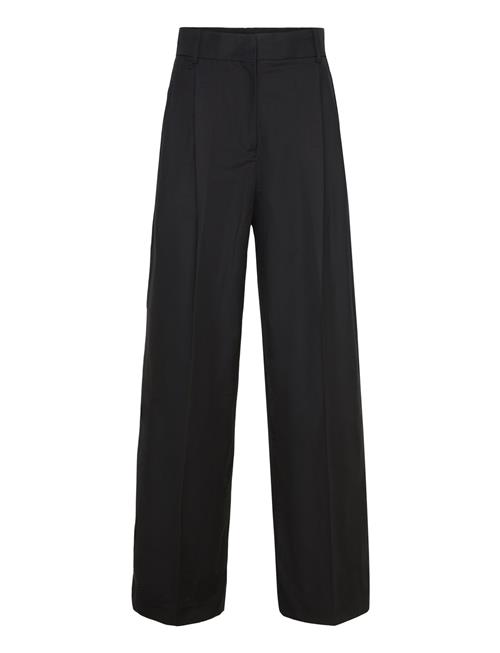 Straight-Leg Cotton Pleated Trousers Mango Black