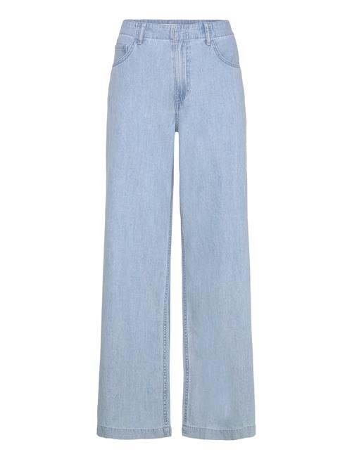 Mid-Rise Wide Leg Denim Trousers Mango Blue