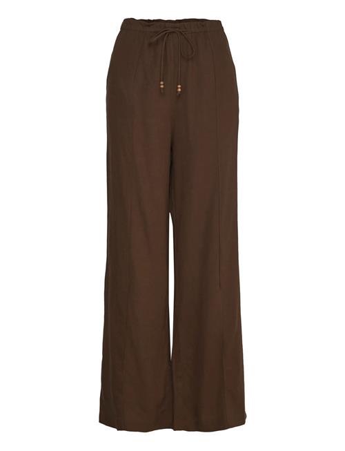Linen-Blend Elastic Waist Trousers Mango Brown