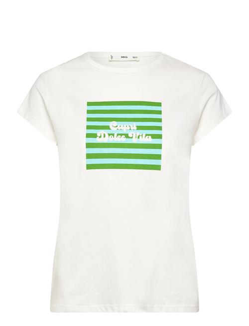 Printed Cotton-Blend T-Shirt Mango White