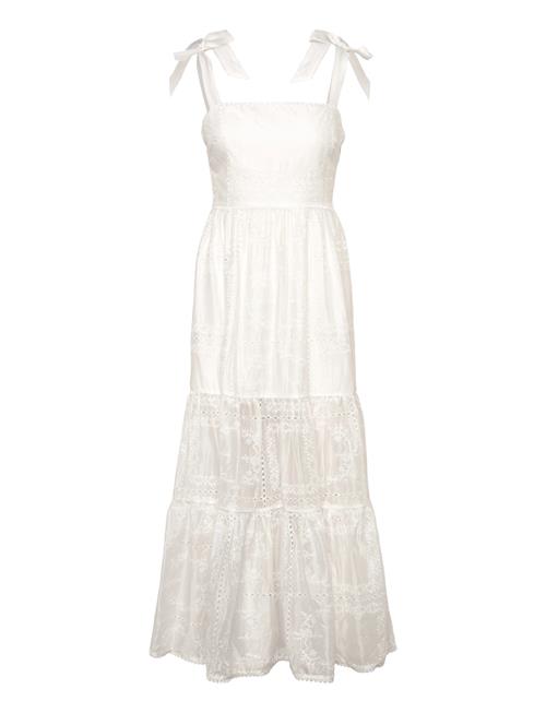 Adri Embroidered Tie Strap Maxi Dress Malina White