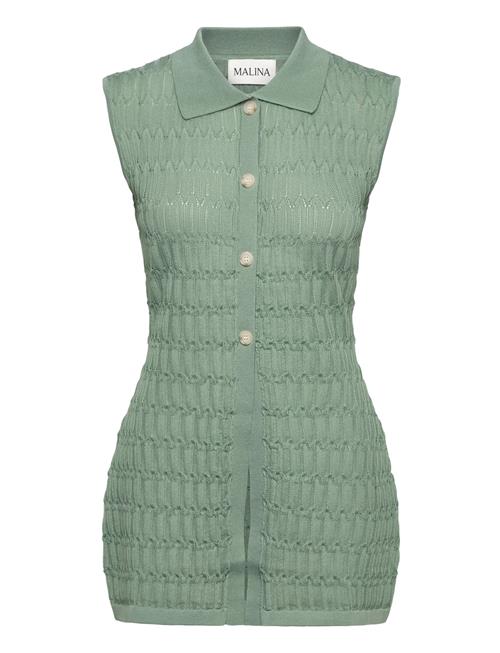 Hele Long Structure Knitted Vest Malina Green