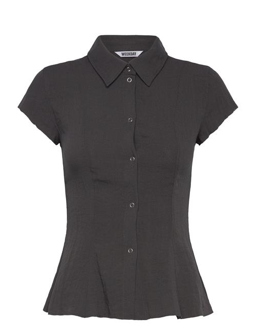 Fitted Shirt Top Weekday Black