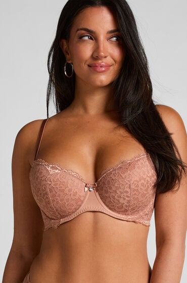 Se Hunkemöller Formstøbt bøjle-bh Marine Brown ved Hunkemøller