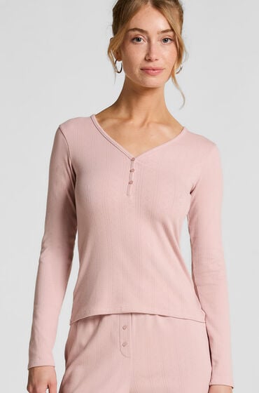 Hunkemöller Pyjamastop Henley Lyserød