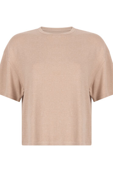 Hunkemöller Pyjamastop i børstet jersey Beige