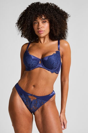Hunkemöller Grace brasiliansk trusse med høj benudskæring blå