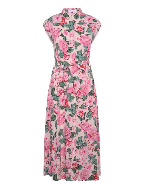 Se Printed Shirt Dress With Belt Mango Pink ved Booztlet