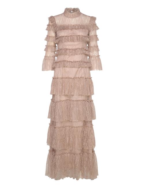 Carmine Long Sleeve Lace Maxi Dress Malina Beige