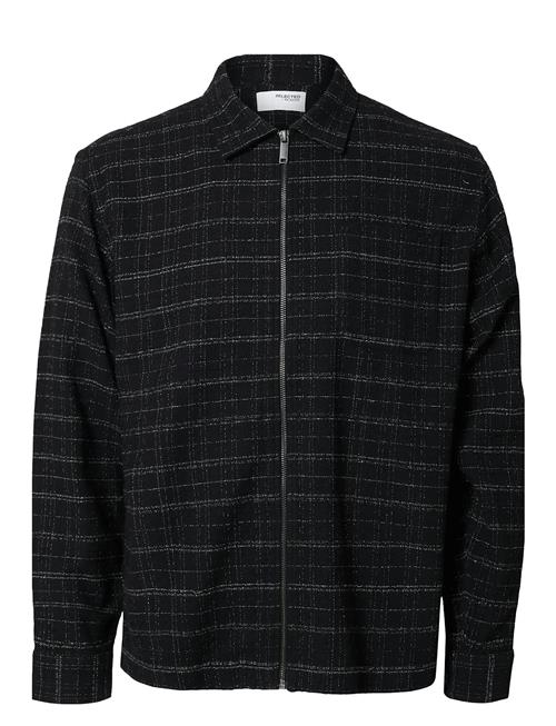 Slhjames Checks Zip Overshirt Selected Black