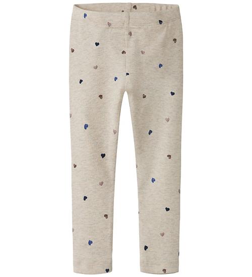 Name It Leggings - Noos - NmfNutti - Peyote Melange m. Hjerter