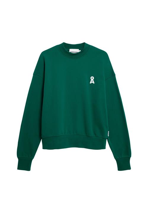 Se ARMEDANGELS Sweatshirt 'Alizaa'  mørkegrøn / hvid ved About You