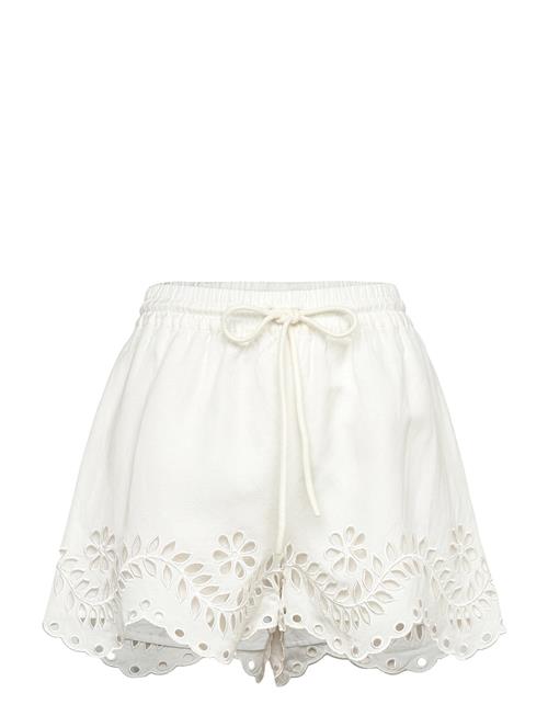 Azura Wide Embroidered Drawstring Shorts Malina White