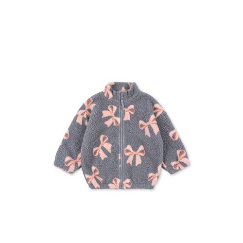 Konges Sløjd Jody Teddy Jacket Grs Bella Blue Bow Jody Teddy Jacket Grs Bella Blue Bow 4 Y Fleece Blå  4 år  kvinde