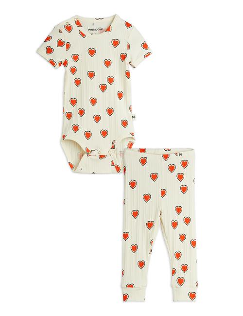Mini Rodini GOTS Outlined Hears Aop Baby-sæt Offwhite  80/86 cm    80/86 cm  Unisex