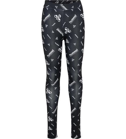 Hummel Leggings - hmlJR Gym - Sort/Hvid m. logo
