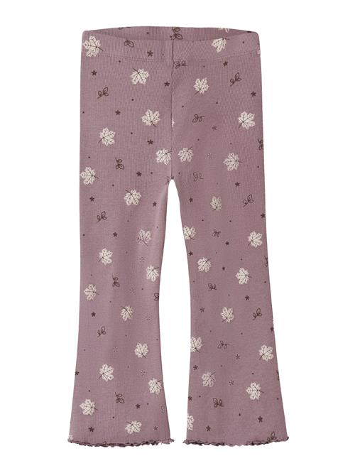 NAME IT Leggings 'NMFVEMIA'  mørkebrun / lysviolet / hvid
