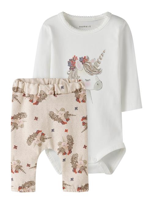 NAME IT Sæt 'NBFNICORN'  beige-meleret / guld / orangerød / hvid