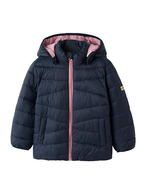 NAME IT Vinterjakke 'NMFMARBLE'  navy / lyserød