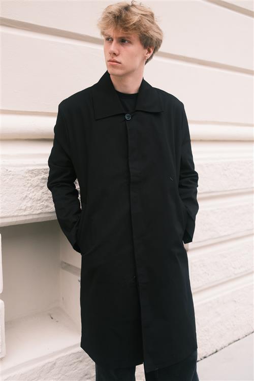 Trenchcoat - Sort - 2XL - TeeShoppen