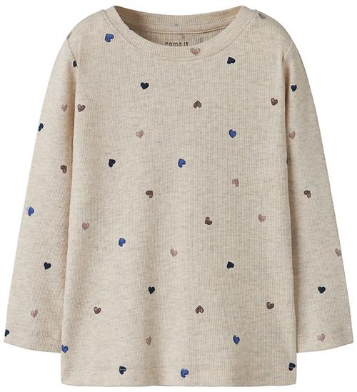 Name It Bluse - Rib - Noos - NmfNutti - Peyote Melange m. Hjerte