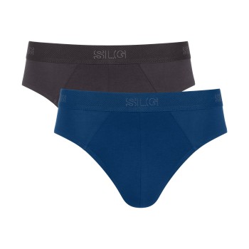 Sloggi 2P SLG Base Midi Briefs Sort/Blå bomuld Small Herre