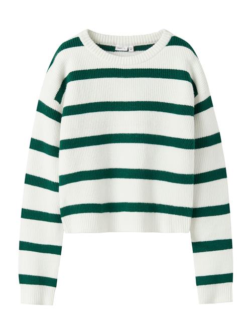 NAME IT Pullover 'NKFVNILLA'  mørkegrøn / hvid
