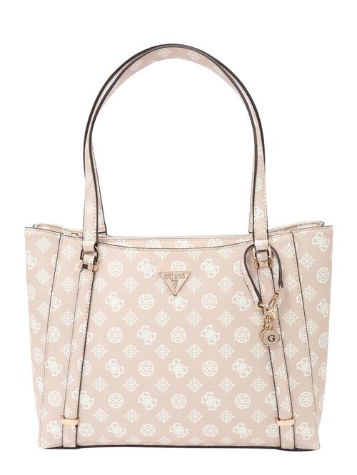 Se GUESS Skuldertaske 'ERICA'  sand / hvid ved About You