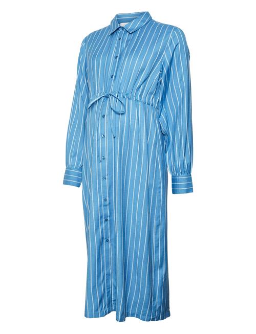 Mliman Lia Stripe L/S Wo Midi Dress 2F Mamalicious Blue