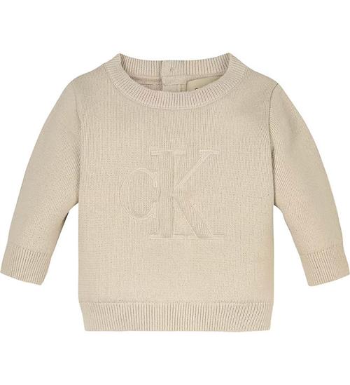 Calvin Klein Bluse - strik - Monogram - Whitecap Gray