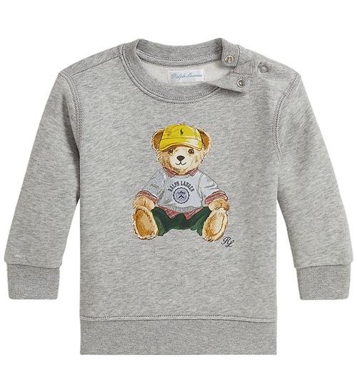 Se Polo Ralph Lauren Sweatshirt - Madison - Gråmeleret m. Bamse ved KidsWorld