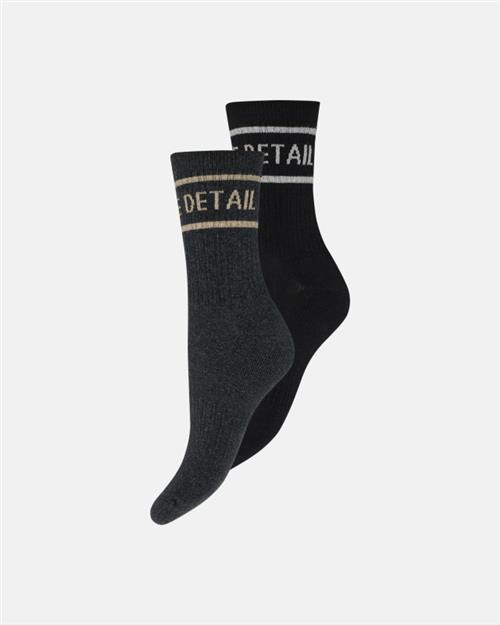 Strømper "Tennis" 2-pak | Bomuld | Sort/grå