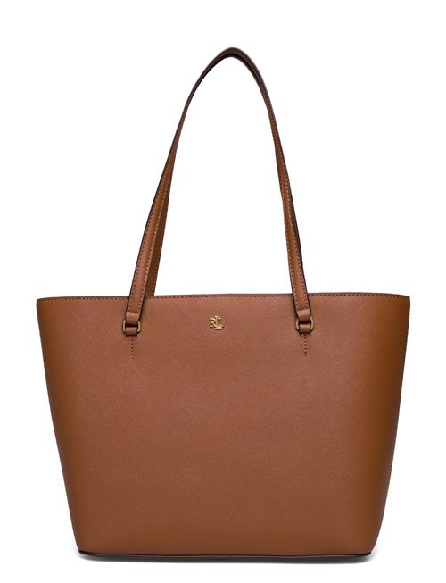 Crosshatch Leather Medium Karly Tote Lauren Ralph Lauren Brown