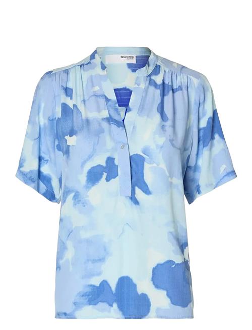 Slfsusie-Mivia Ss Aop Top Noos Selected Blue