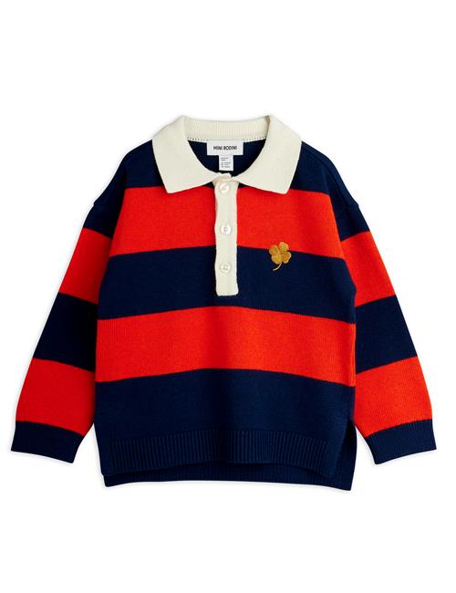 Mini Rodini GOTS Clover Emb Strikket Rugby-sweater  Red 128/134 cm  Rød  128/134 cm  mand