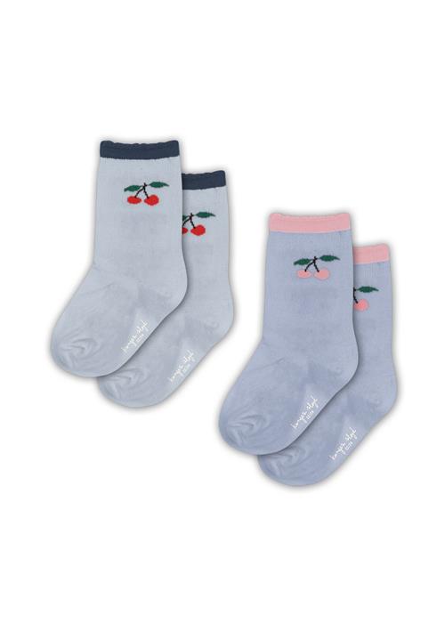 Konges Sløjd Konges Sløjd 2-pak Jaquard Frill-strømper Blue Fog Purple Impression  2 Pack Jaquard Frill Socks Blue Fog Purple Impression 22-24 EU  Blå
