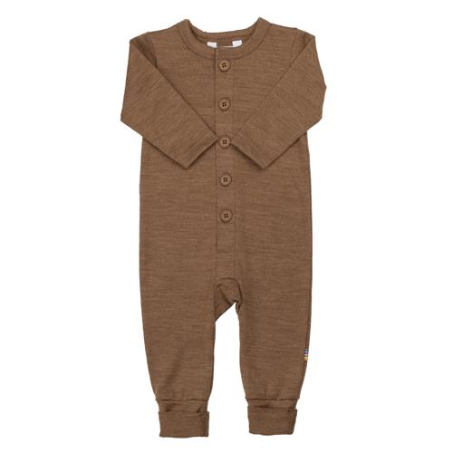 Joha Uld Onesie Med 2-i-1-fod Warm Brown  Warm brown-70 cm Wool Brun  70 cm  Unisex