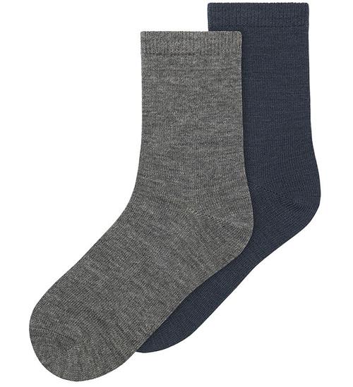 Name It Strømper - 2-pak - Uld/Bomuld - NkmWak - Dark Grey Melan