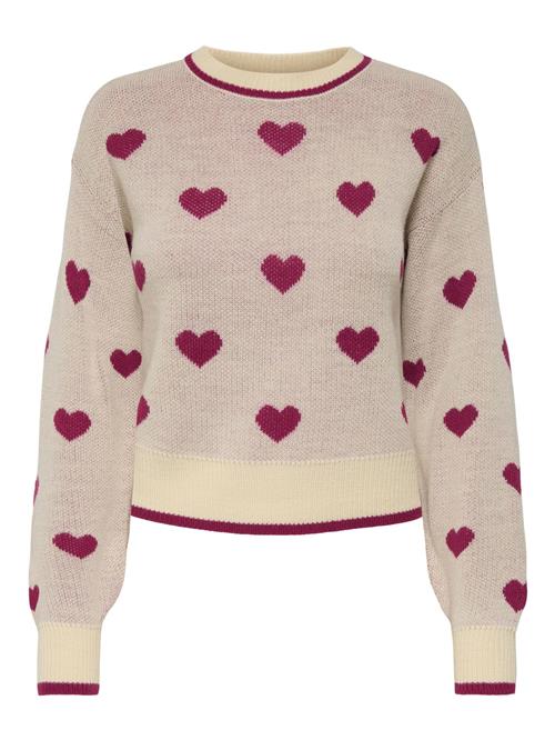 JDY Pullover 'JDYROMANCE'  beige / rød