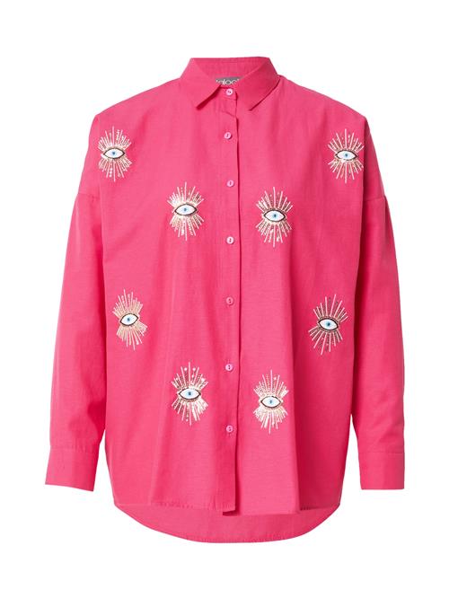 olalook Bluse  lyseblå / fuchsia / sort / hvid